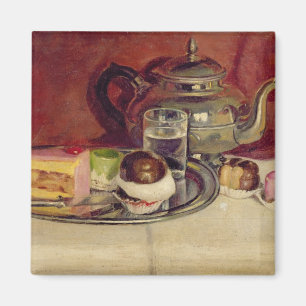 Aimant La vie toujours avec des gâteaux et une théière
