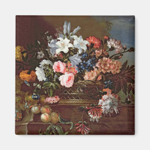 Aimant La vie toujours des fleurs dans un panier