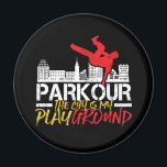 Aimant La ville est mon terrain de jeu Parkour et Freerun<br><div class="desc">La ville est mon aire de jeu. Design amusant et humoristique pour les amateurs de parkour et de freerunning. Marchandises de design vintage et en détresse pour les personnes extérieures. Parfait pour les amateurs d'activités de plein air et de sports extrêmes. Grand cadeau de Noël et cadeau d'anniversaire pour père,...</div>