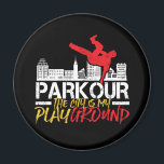 Aimant La ville est mon terrain de jeu Parkour et Freerun<br><div class="desc">La ville est mon aire de jeu. Design amusant et humoristique pour les amateurs de parkour et de freerunning. Marchandises de design vintage et en détresse pour les personnes extérieures. Parfait pour les amateurs d'activités de plein air et de sports extrêmes. Grand cadeau de Noël et cadeau d'anniversaire pour père,...</div>