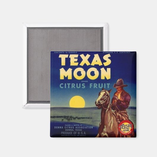 Aimant Label Texas Moon Citrus Fruit Crate (Recto/Verso)