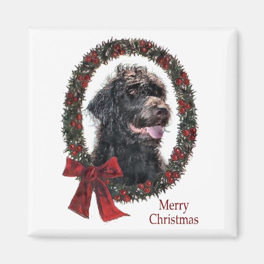 Aimant Labradoodle Cadeaux de Noël (Devant)