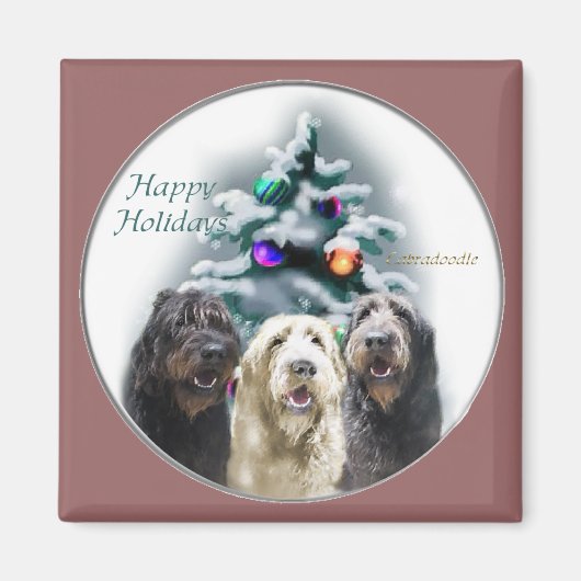 Aimant Labradoodle Cadeaux de Noël (Devant)