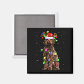 Aimant Labradoodle Chien Éclairage Noël Santa Labradoodle (Recto/Verso)