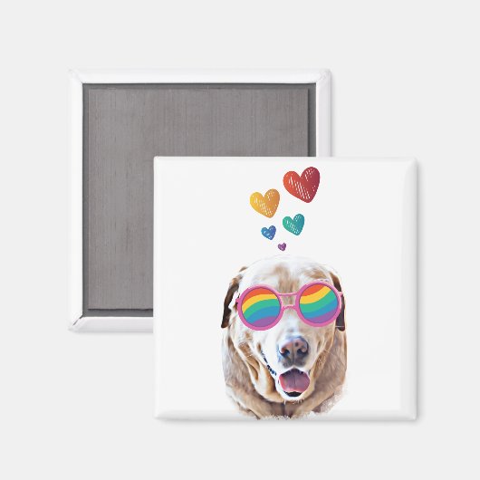 Aimant Labrador Chien avec Coeurs Saint-Valentin (Recto/Verso)