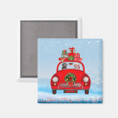 Aimant Labrador Chien En Voiture Avec Le Père Noël (Recto/Verso)