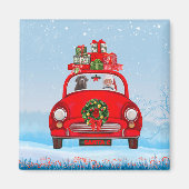 Aimant Labrador Chien En Voiture Avec Le Père Noël (Devant)