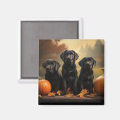 Aimant Labrador Chiot Automne Citrouille de plaisir (Recto/Verso)