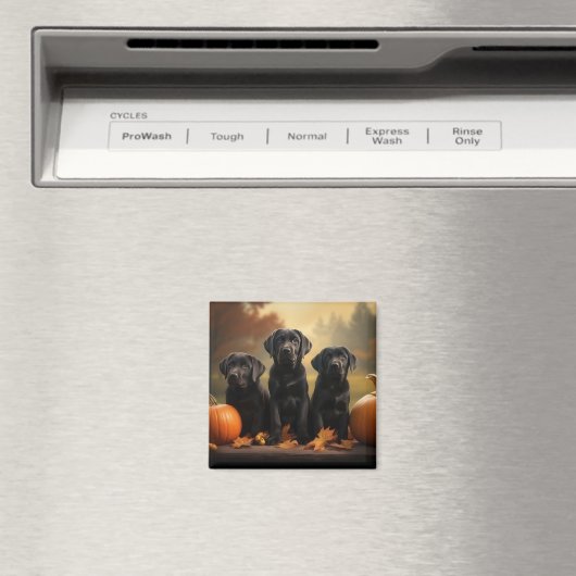 Aimant Labrador Chiot Automne Citrouille de plaisir (In Situ (Lave-vaisselle))