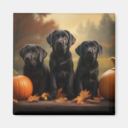 Aimant Labrador chiot Automne Délice Citrouille (Devant)