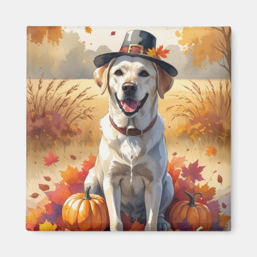 Aimant Labrador En Automne Feuille L'Art Thanksgiving (Devant)