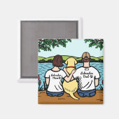 Aimant Labrador jaune et maman et papa (Recto/Verso)