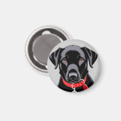 Aimant Labrador noir avec collier rouge (Recto/Verso)