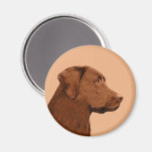 Aimant Labrador Retriever (Chocolat) Peinture - Chien Art (Recto/Verso)
