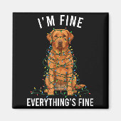 Aimant Labrador Retriever Christmas I'm Fine Everything I (Devant)