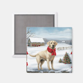 Aimant Labrador Retriever Dog in Snow Christmas (Recto/Verso)