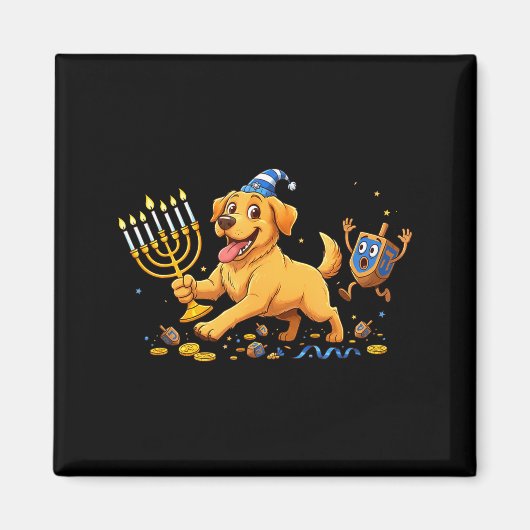 Aimant Labrador Retriever Dreidel Menorah Hanukkah Kids W (Devant)
