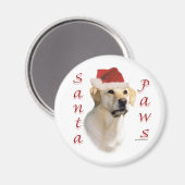 Aimant Labrador Retriever (jaune) Père Noël Paws (Recto/Verso)