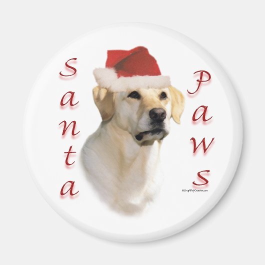 Aimant Labrador Retriever (jaune) Père Noël Paws (Devant)