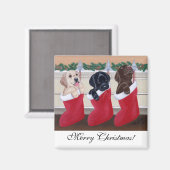 Aimant Labrador Retriever Puppies peinture de Noël (Recto/Verso)