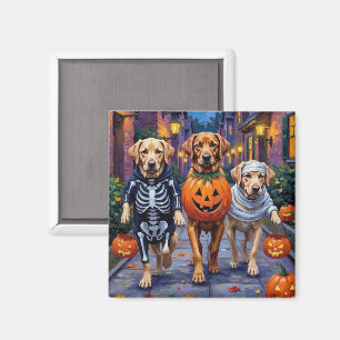 Aimant Labradors faisant Trick-or-Treat dans des costumes