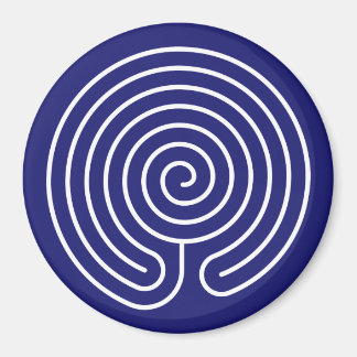 Aimant Labyrinthe blanc sur bleu nuit