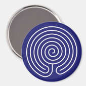 Aimant Labyrinthe blanc sur fond bleu minuit (Recto/Verso)