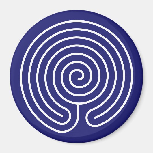 Aimant Labyrinthe blanc sur fond bleu minuit (Devant)