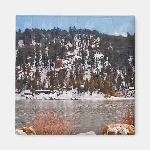 Aimant Lac big Bear, neige d'hiver