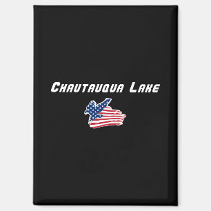 Aimant Lac Chautauqua New York Aigle Patriotique Rectangl