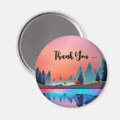 Aimant Lac d'hiver pittoresque avec Merci de cerfs (Recto/Verso)