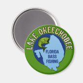 Aimant Lac Okeechobee, Floride Bass Fishing (Recto/Verso)