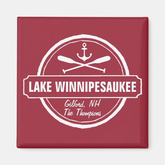 Aimant Lac Winnipesaukee NH ville personnalisée, nom, anc (Devant)