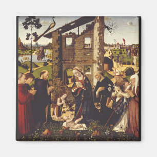 Aimant L'adoration de l'enfant avec les saints et les don