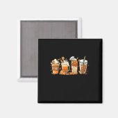 Aimant Lady Happy Fall Café Citrouille Latte Thanksgiving (Recto/Verso)