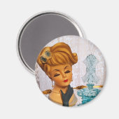 Aimant Lady Head Vase Bleu Rose Parfum bouteille Glam (Recto/Verso)