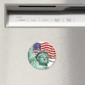 Aimant Lady Liberty et drapeau américain (In Situ (Lave-vaisselle))