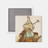 Aimant Lady of Quality Jouant de la Guitare, assiette de  (Recto/Verso)