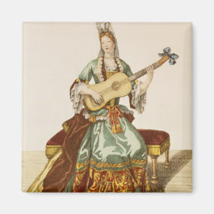 Aimant Lady of Quality Jouant de la Guitare, assiette de 