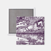 Aimant Lady Reading à côté d'un étang (Recto/Verso)