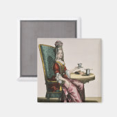 Aimant Lady Taking Coffee, fashion plate, c.1695 (engravi (Recto/Verso)