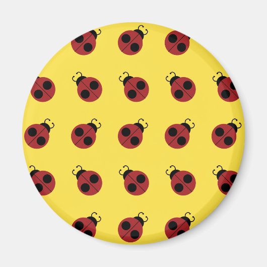 Aimant Ladybug 60s rétro cool rouge jaune (Devant)