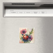 Aimant Ladybug Aquarelle Botanique Floral Art (In Situ (Lave-vaisselle))