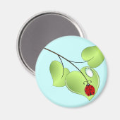 Aimant Ladybug avec trois feuilles et une goutte (Recto/Verso)