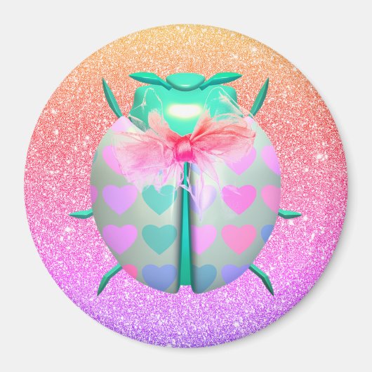 Aimant Ladybug charmant coeurs mignon parties scintillant (Devant)