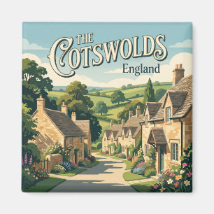 Aimant L'affiche vintage du village des Cotswolds Anglete
