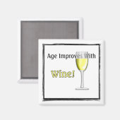 Aimant L'Âge S'Améliore Avec Le Vin (Blanc) (Recto/Verso)
