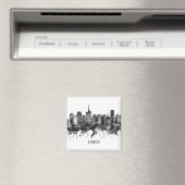 Aimant Lagos Nigeria Skyline BW (In Situ (Lave-vaisselle))