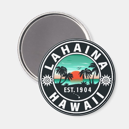 Aimant Lahaina Hawaii Beach Retro Sunset Souvenir 60s (Recto/Verso)