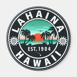 Aimant Lahaina Hawaii Beach Retro Sunset Souvenir 60s